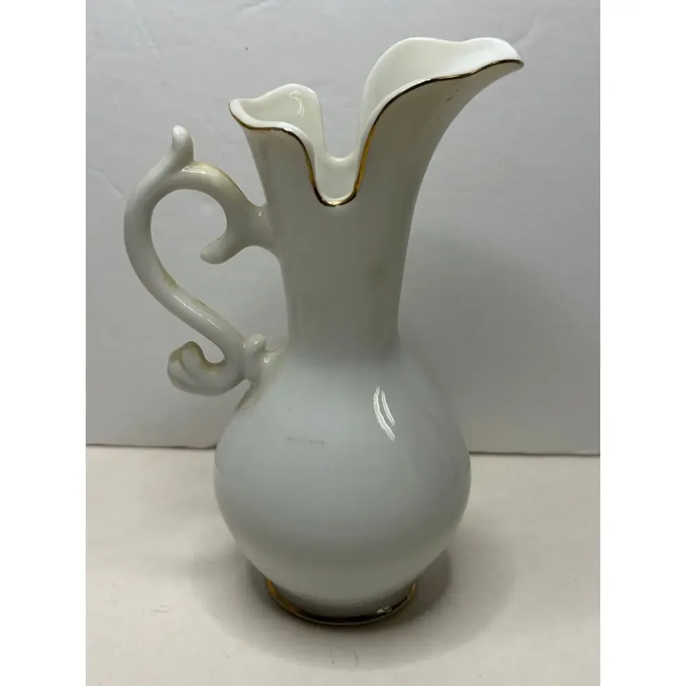 Vintage Dresden Rose Pitcher Shape Porcelain Vase 6